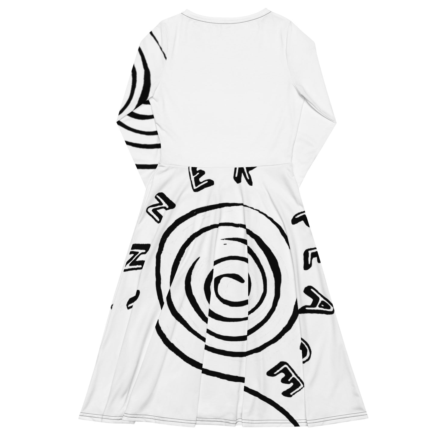 All-over print long sleeve midi dress