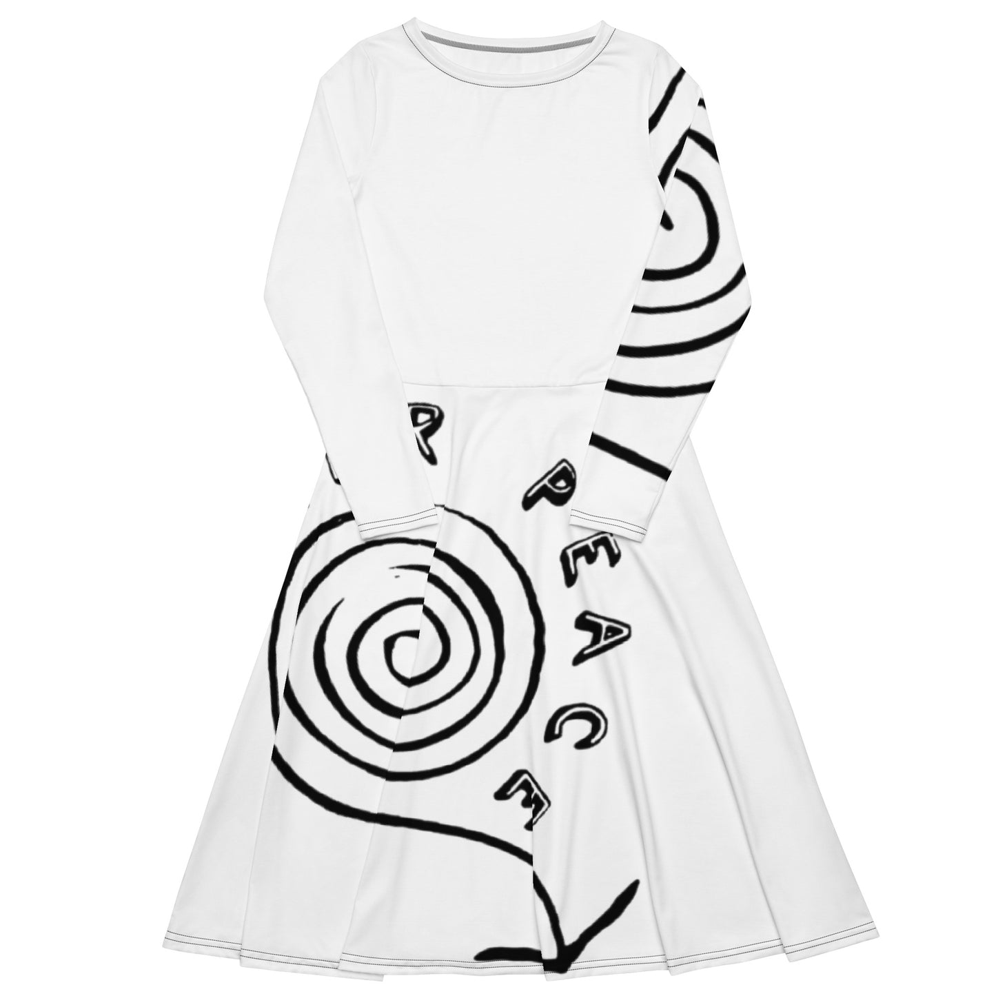 All-over print long sleeve midi dress