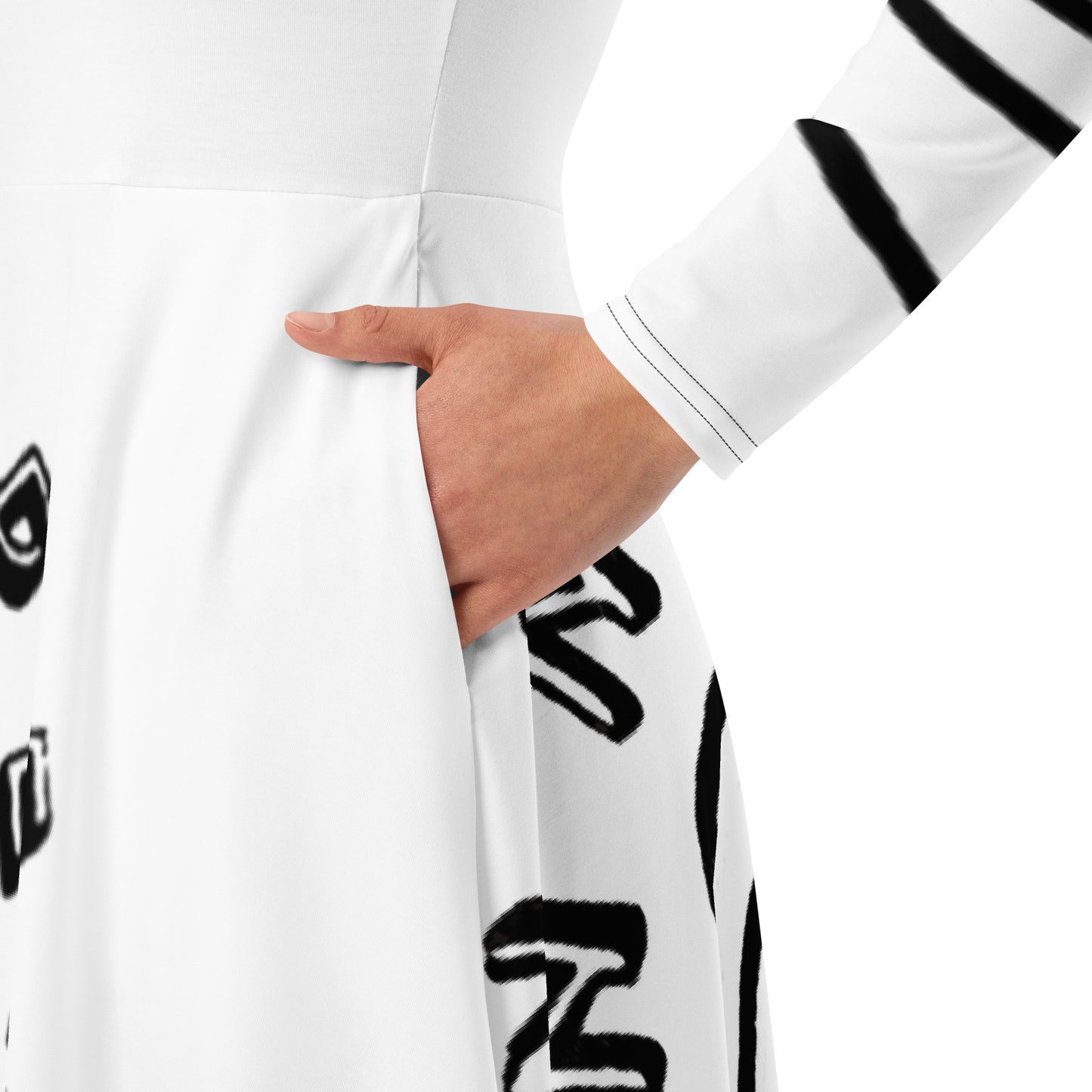 All-over print long sleeve midi dress